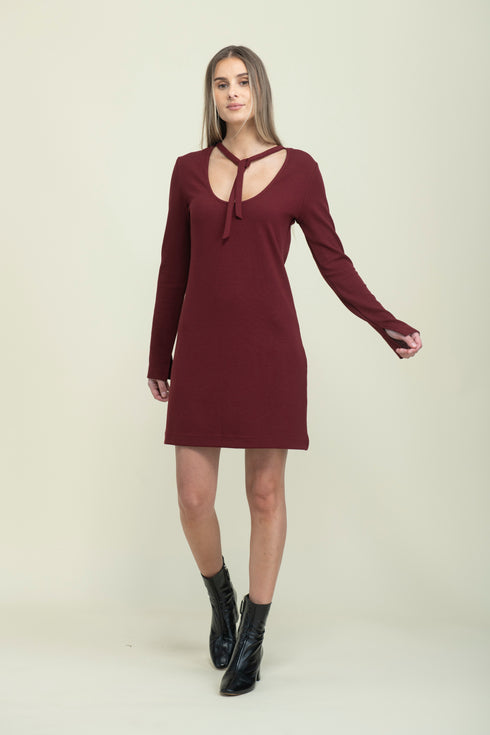 Katie-Reversible Tie Neck Dress